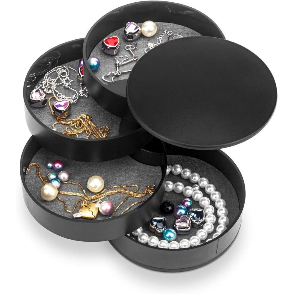 Jewelry Organizer, Small Jewelry Box Earring Holder for Women Black